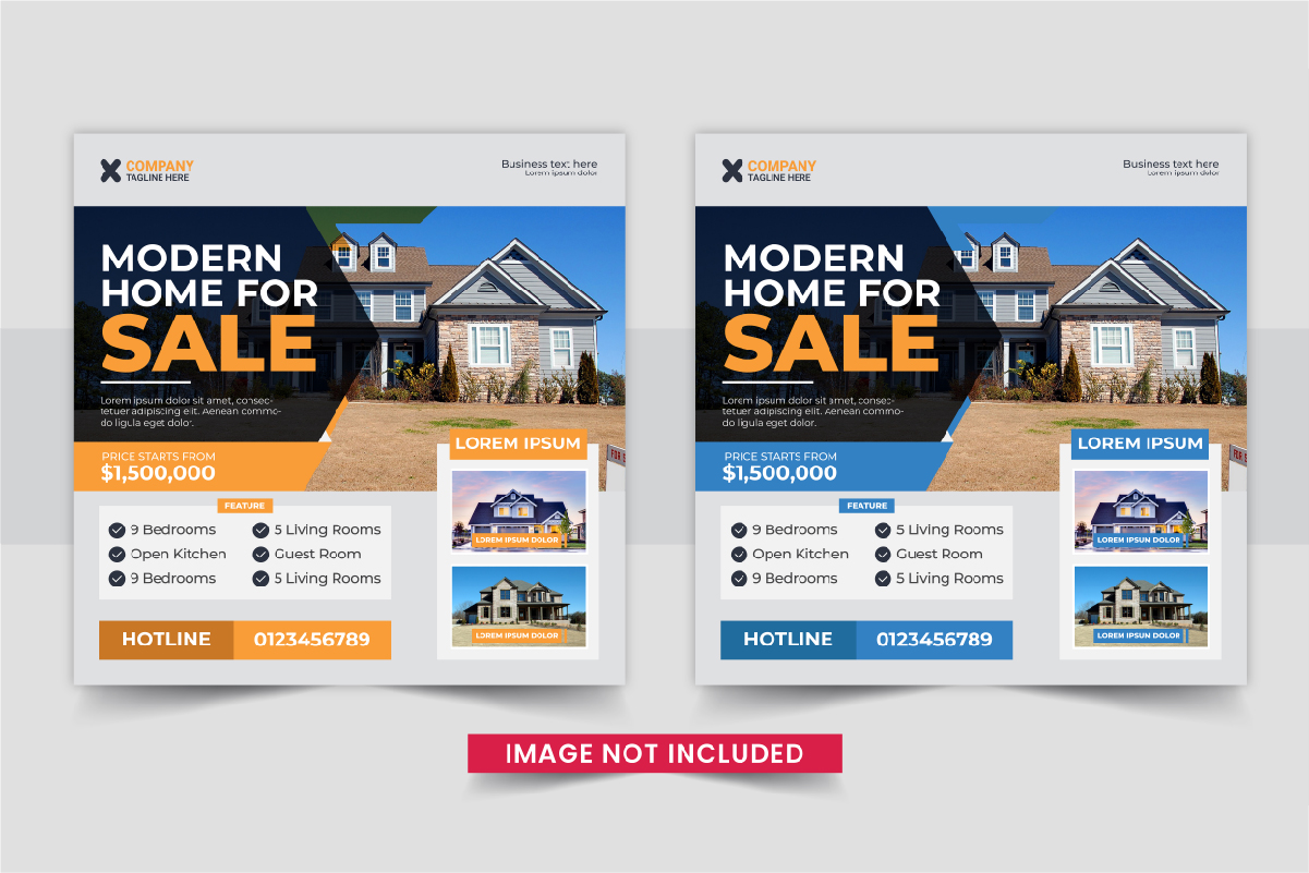 Modern Real Estate home sale or home repair Social Media Post template design layout