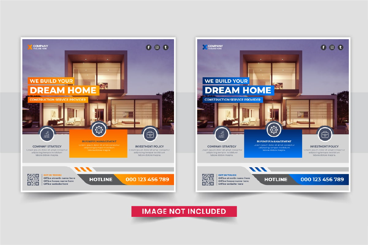 Creative Real Estate home sale or home repair Social Media Post design layout