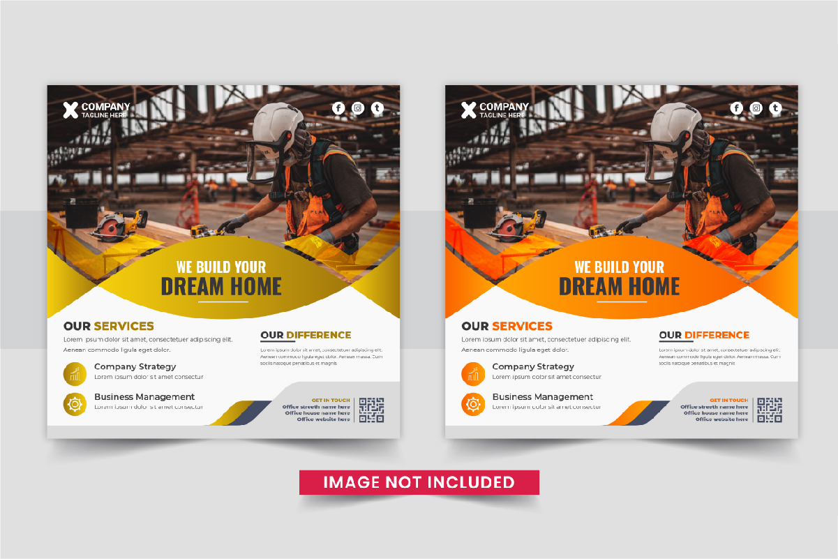 Creative Real Estate home sale or home repair Social Media Post design template layout