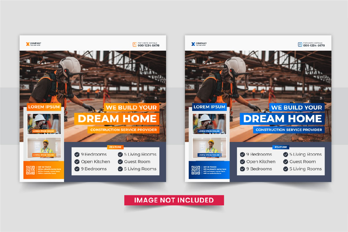 Creative Real Estate home sale or home repair Social Media Post template design layout