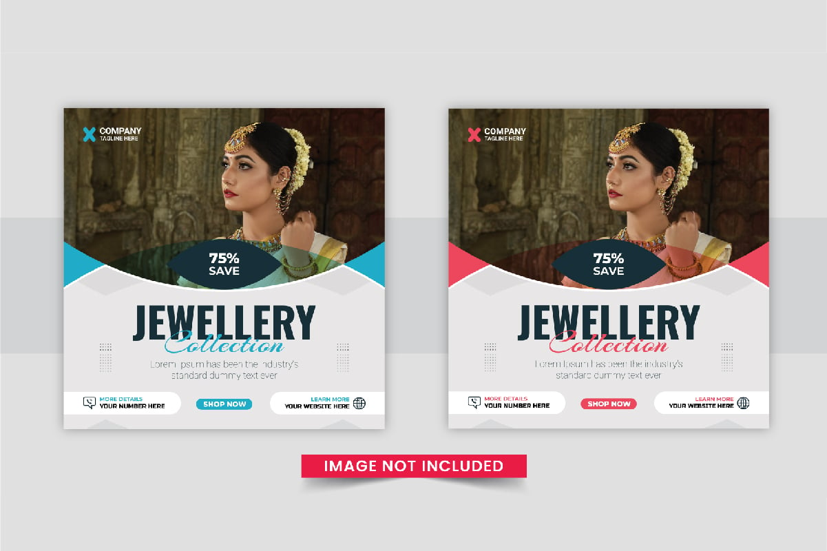 jewellery social media post template design layout