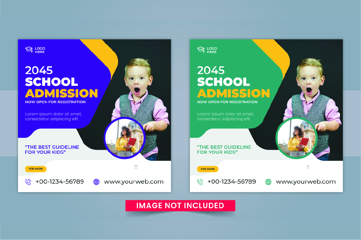 School Admission Social Media Post template design layout