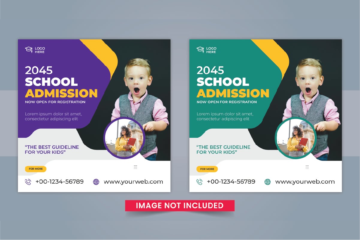 School Admission Social Media Post template design layout