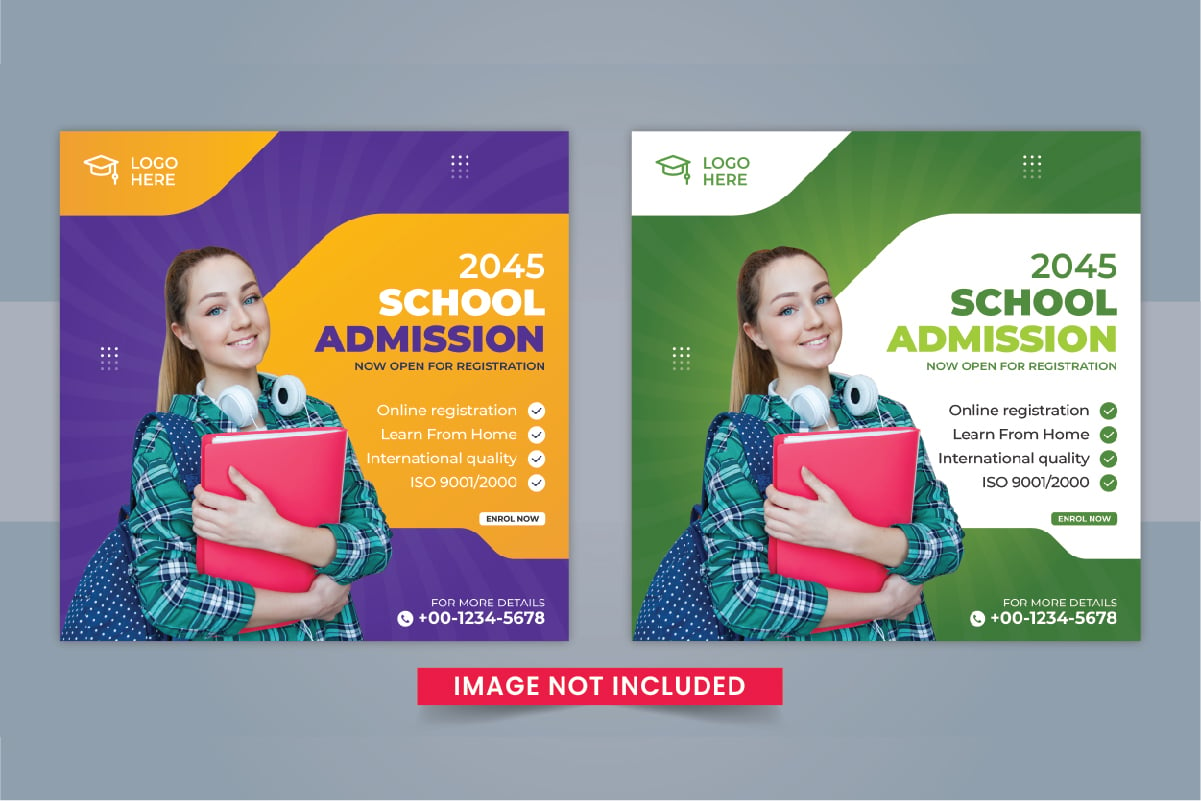 School Admission Social Media Post design template vector