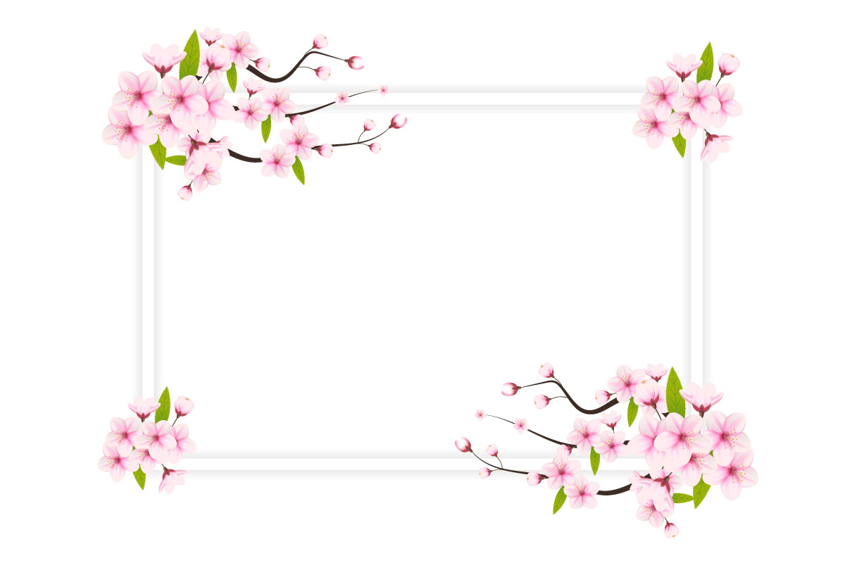 Cherry blossom frame with space for text. Vector illustration.