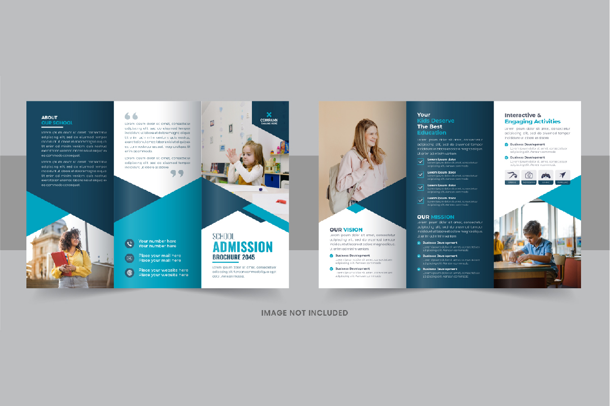Back to school trifold brochure design template layout