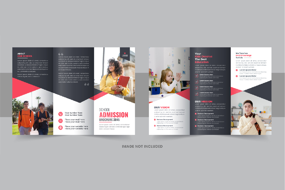 Modern back to school trifold brochure design layout