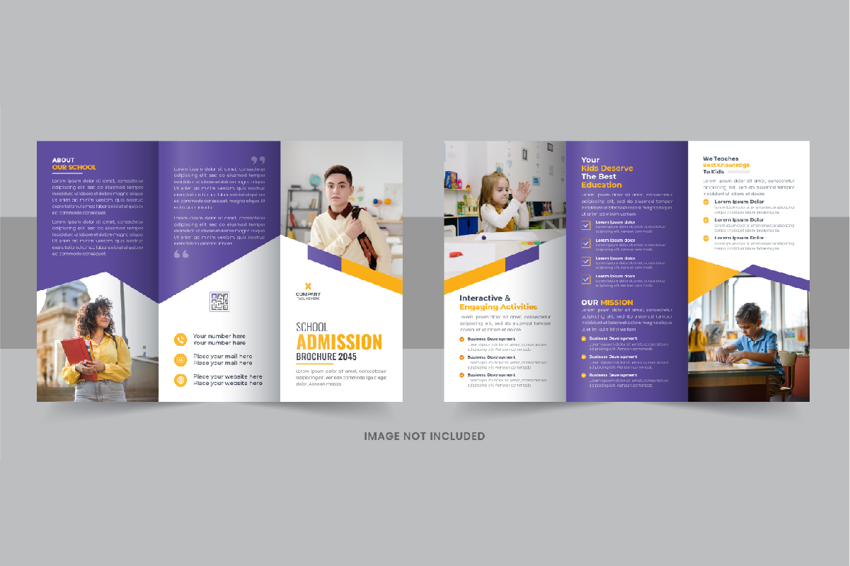 Modern back to school trifold brochure template layout