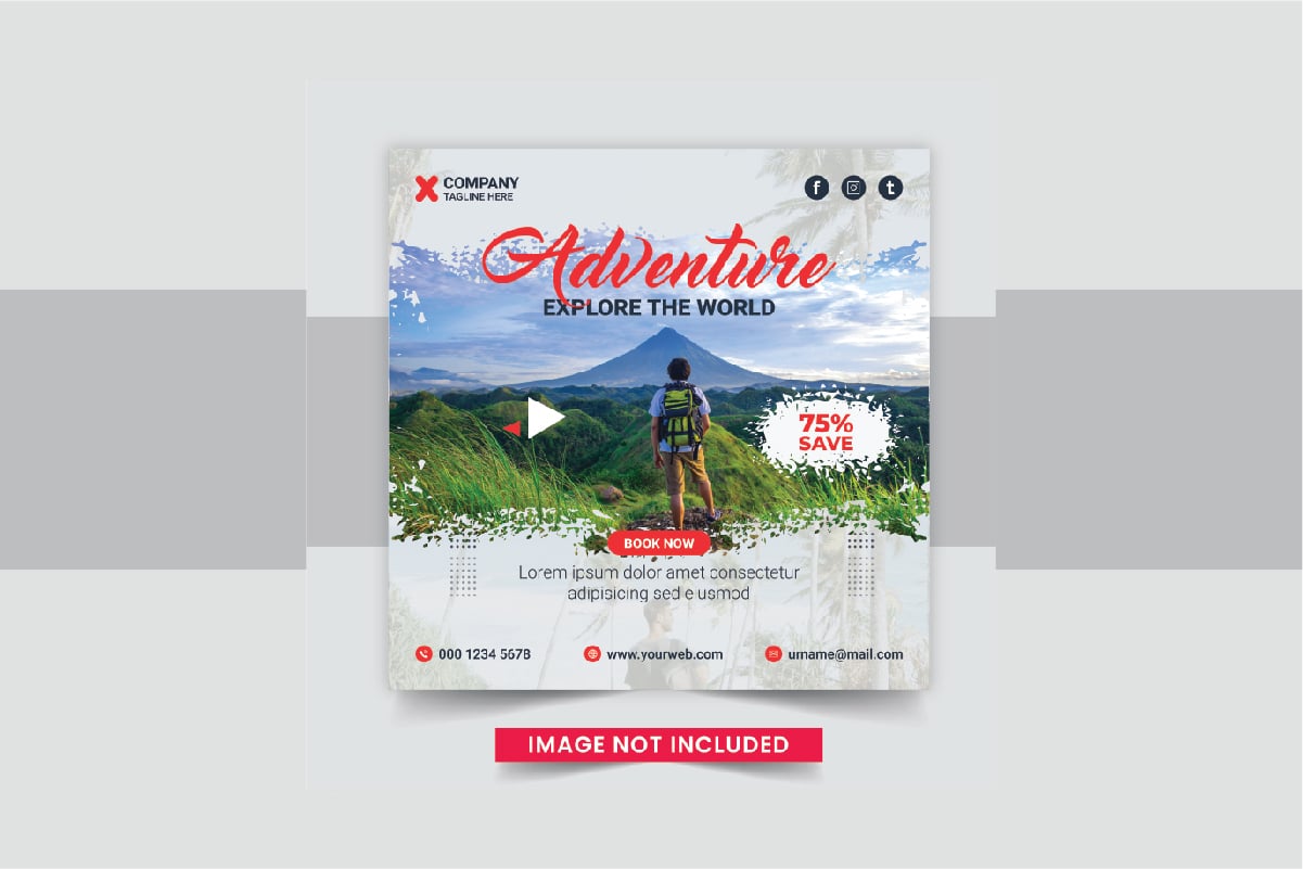 Travel And Tours Social Media Instagram Post design template layout vector