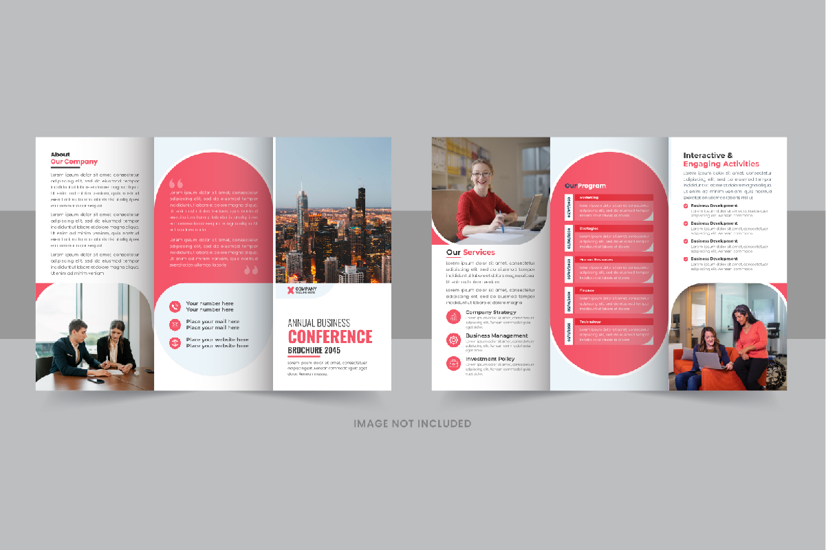 Business Conference Trifold Brochure template layout
