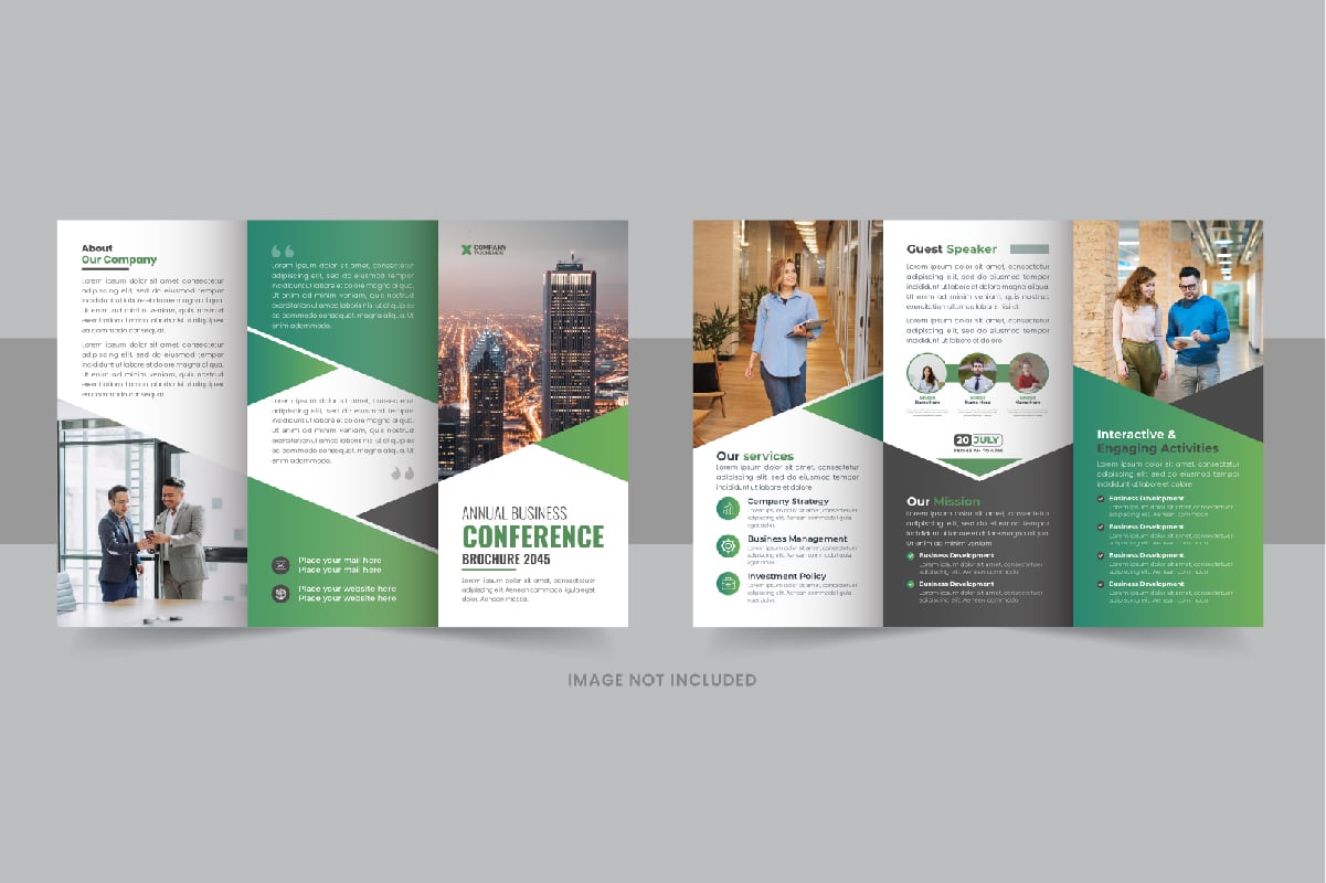 Business Conference Trifold Brochure template design layout