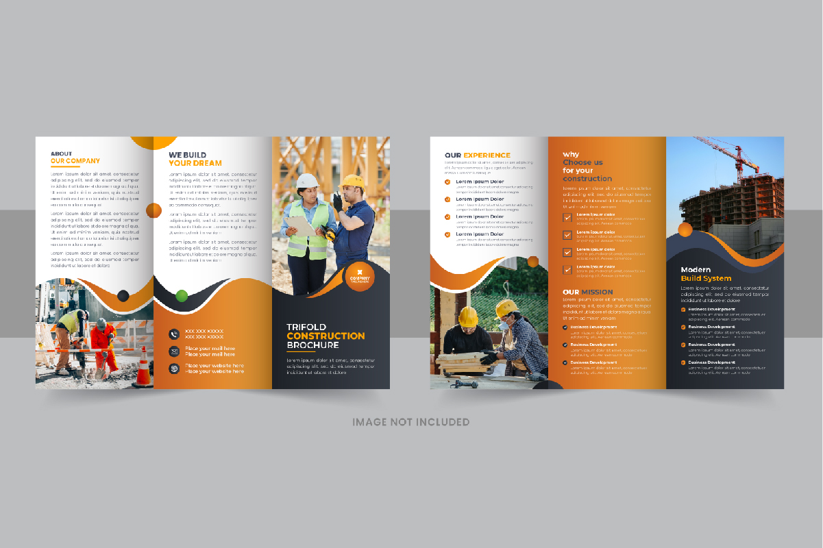 Creative Construction Trifold Brochure Template Design