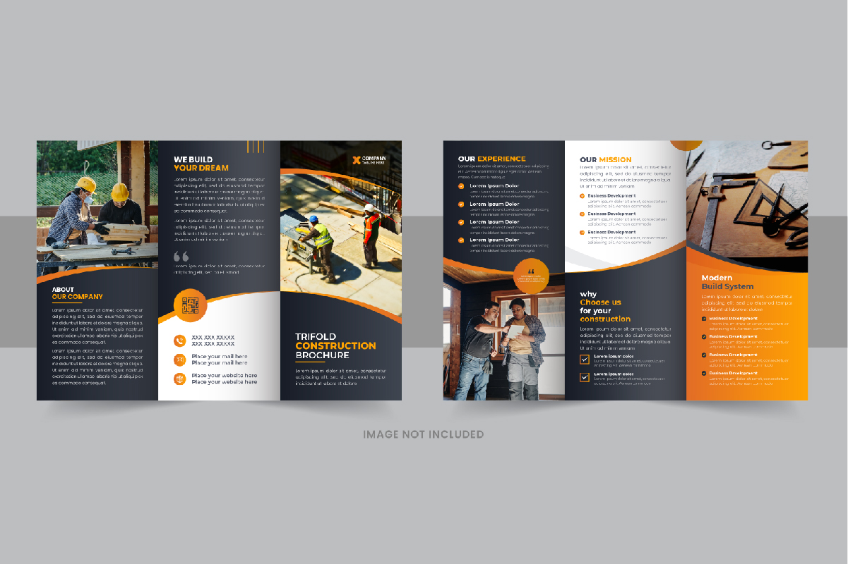Construction Brochure Trifold template layout