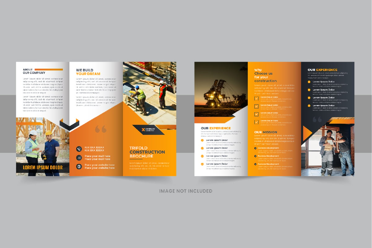 Creative Construction Trifold Brochure Template Design layout