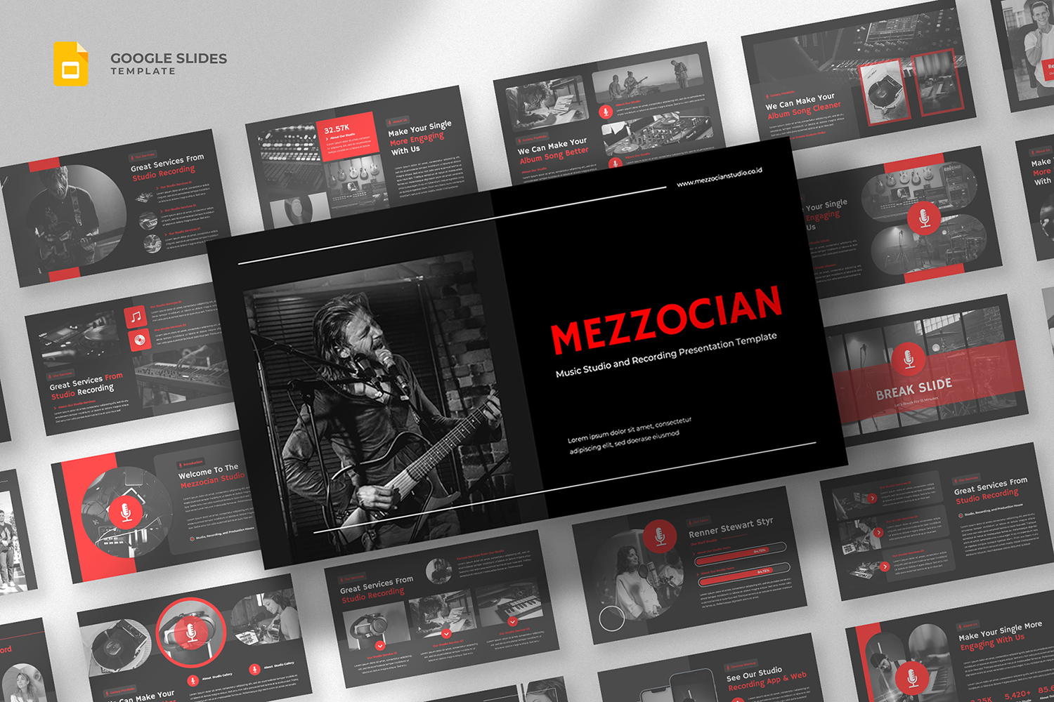 Mezzocian - Music Production & Recording Studio Google Slides Template