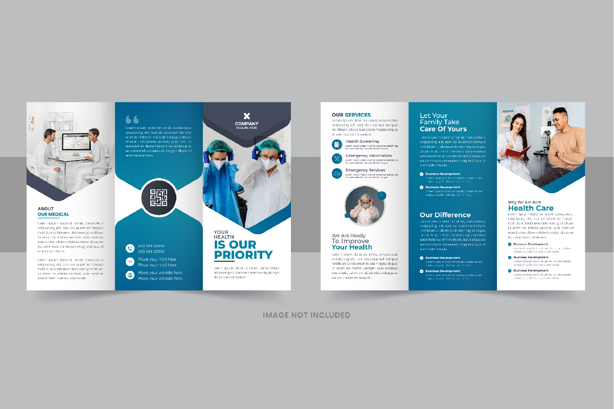 Healthcare or medical service trifold brochure design