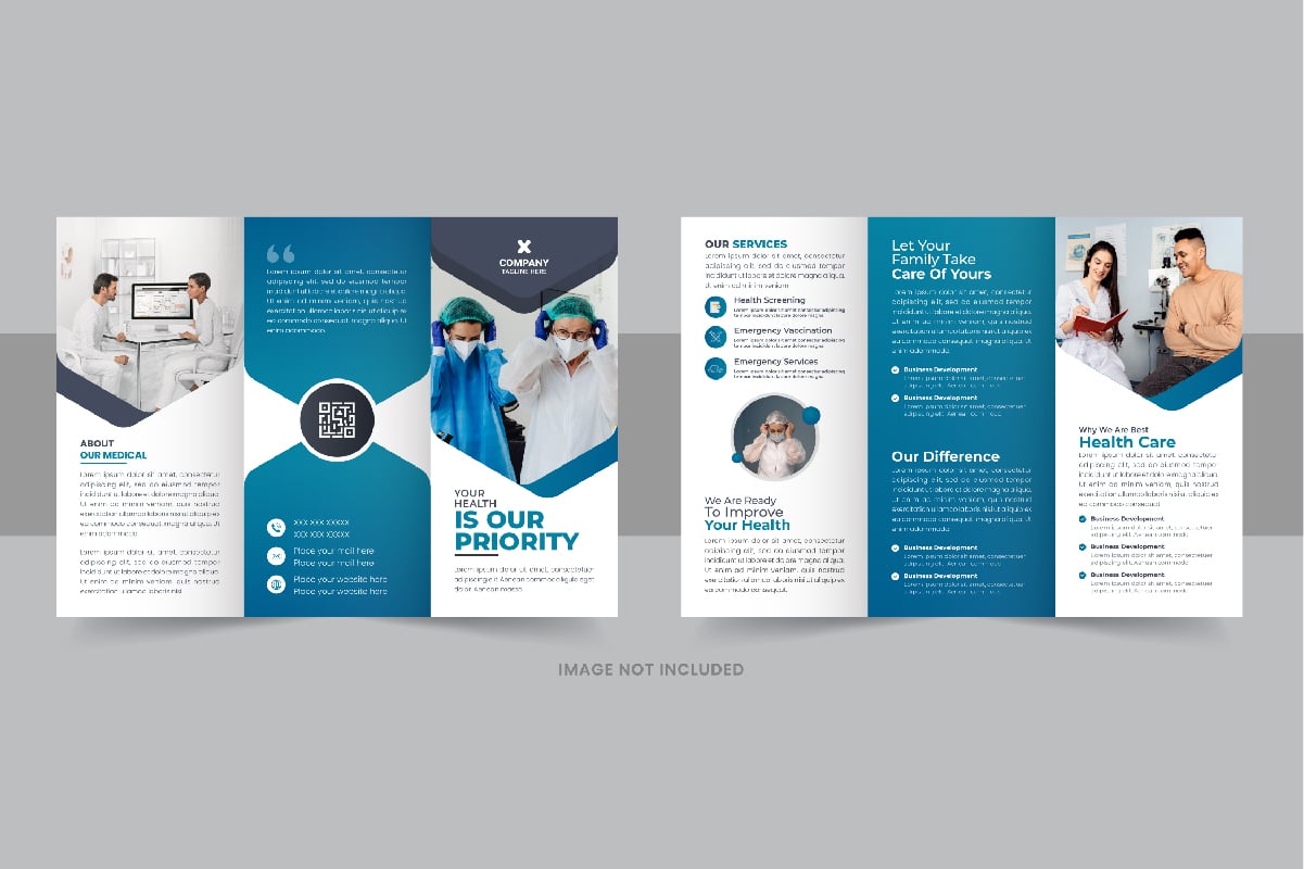 Healthcare or medical service trifold brochure design