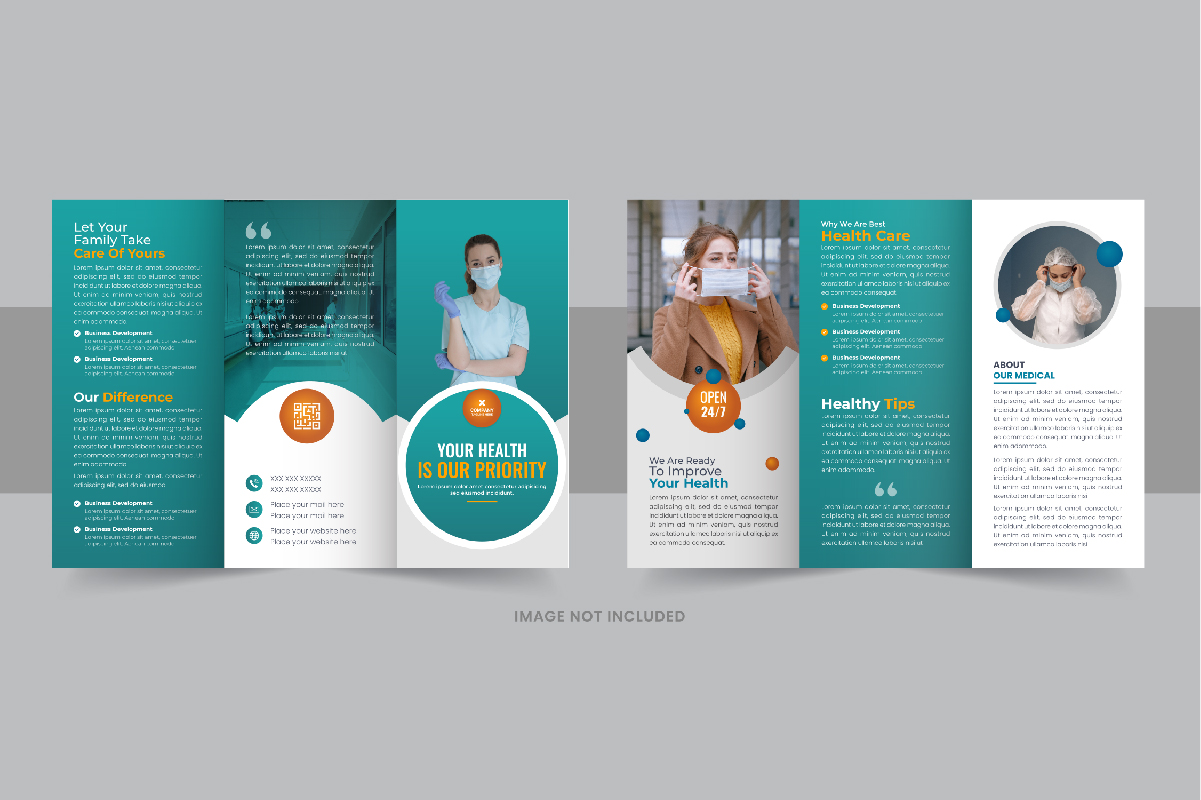Healthcare or medical service trifold brochure design template