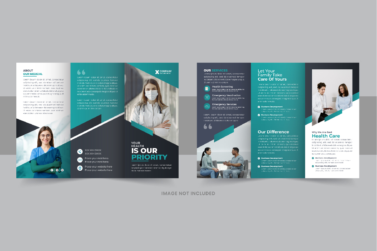 Healthcare or medical service trifold brochure template