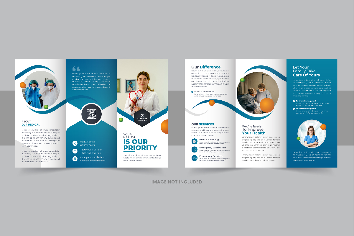 Healthcare or medical service trifold brochure template layout