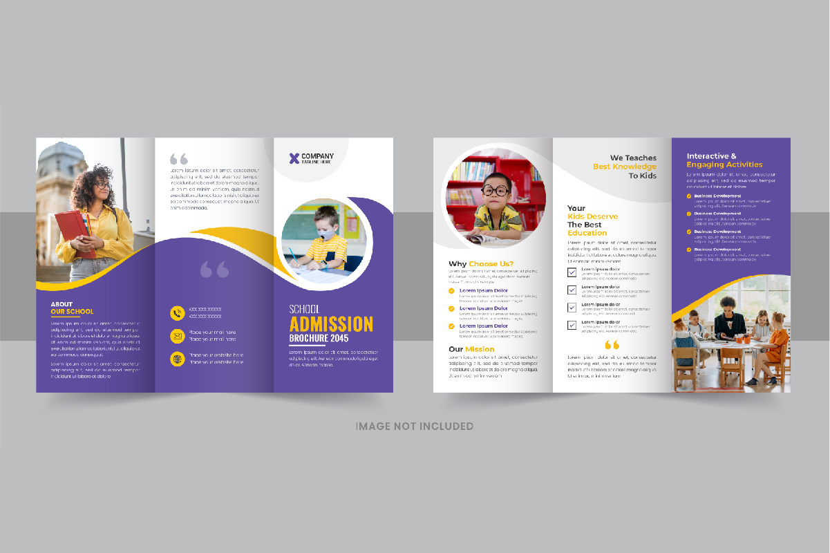 Kids back to school admission or Education trifold brochure