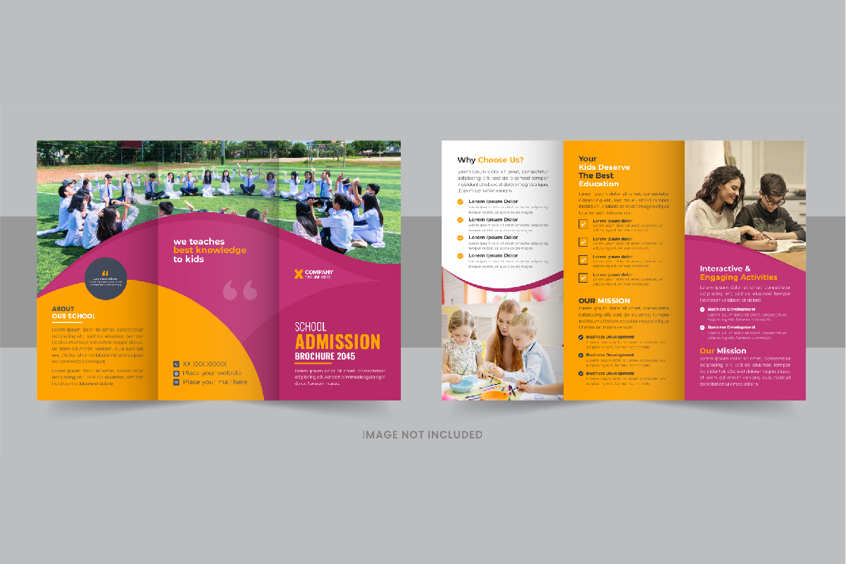 Kids back to school admission or Education trifold brochure template