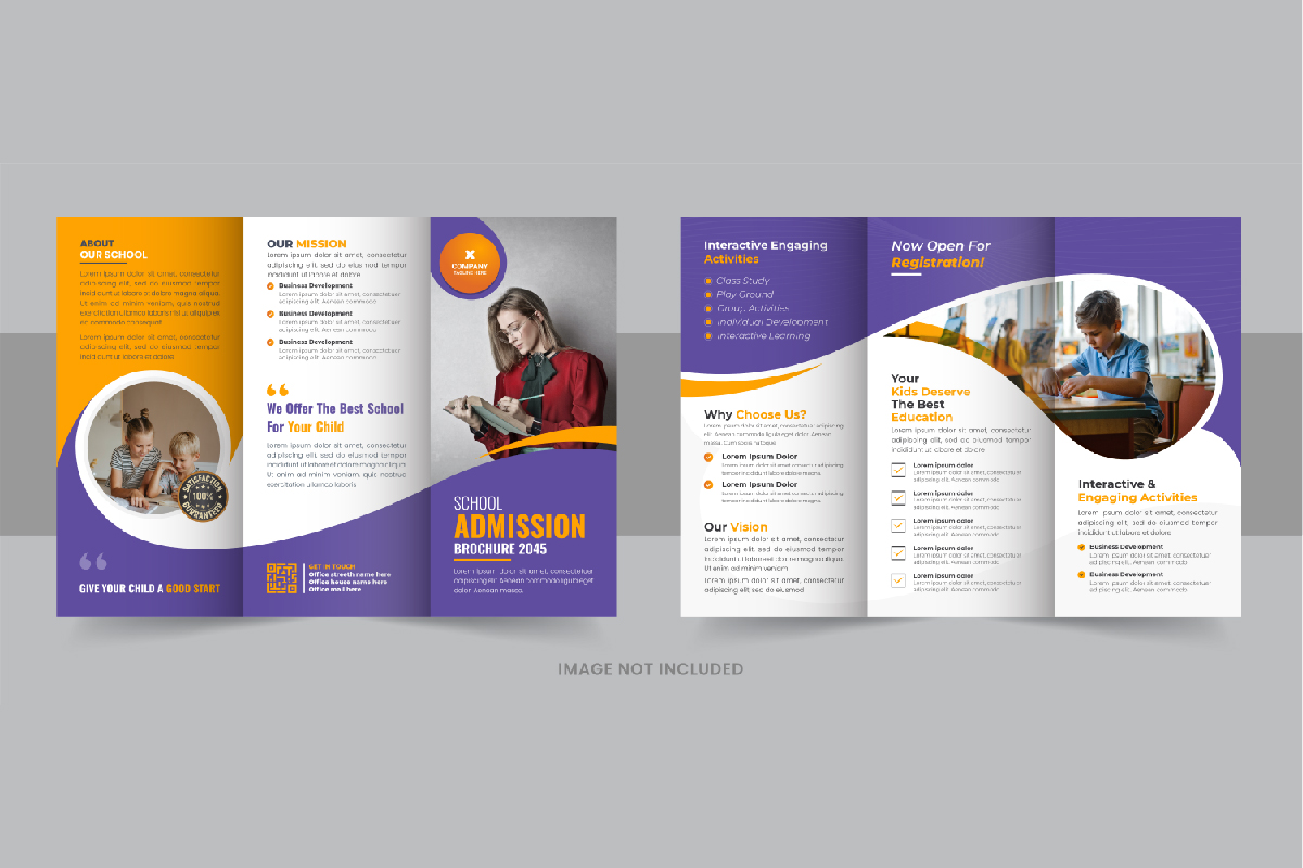 Modern Kids back to school admission or Education trifold brochure design