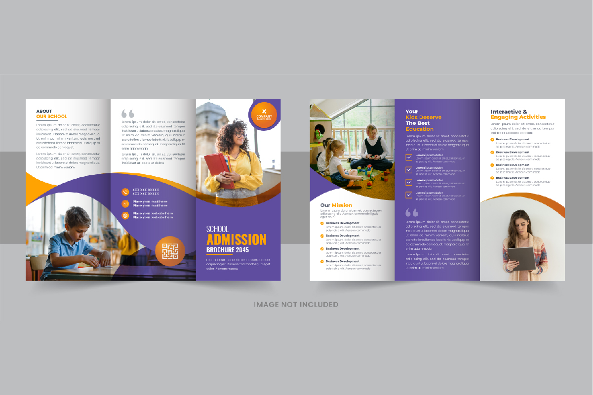 Modern Kids back to school admission or Education trifold brochure template