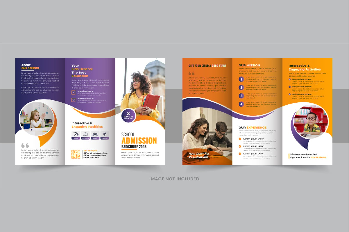 Modern Kids back to school admission or Education trifold brochure layout