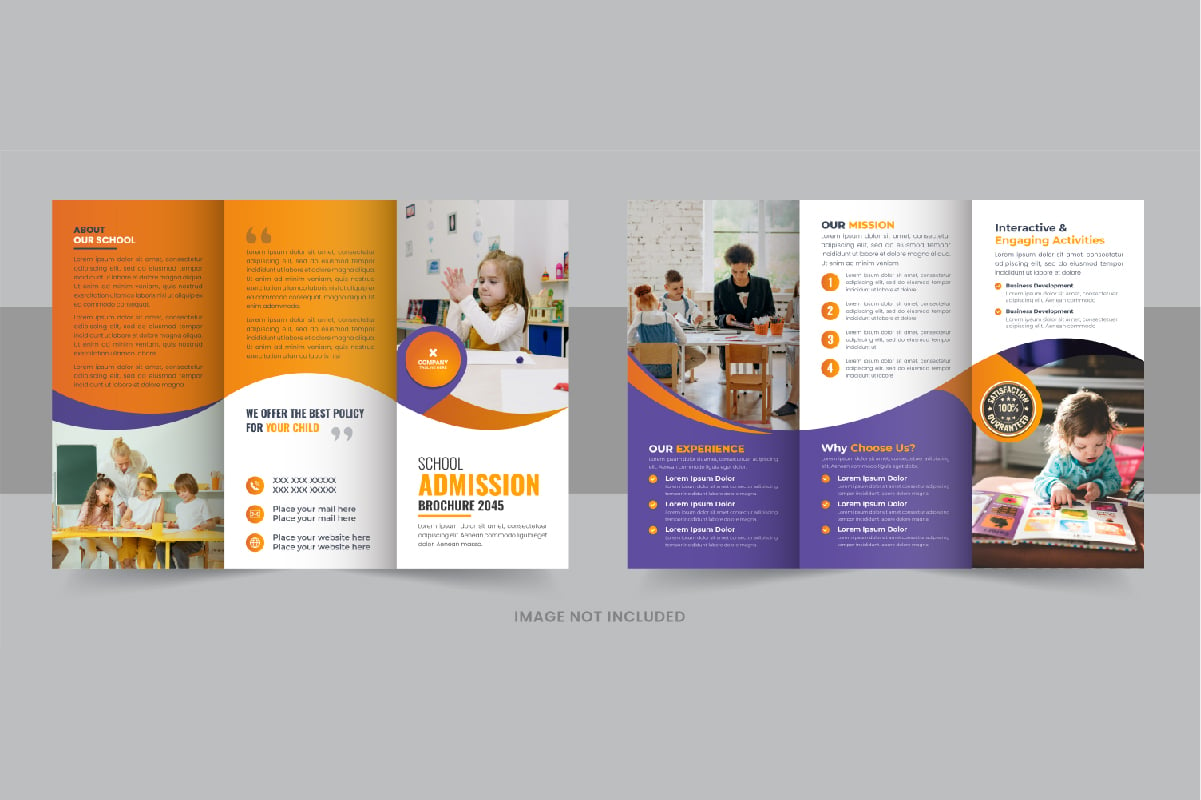 Modern Kids back to school admission or Education trifold brochure design layout