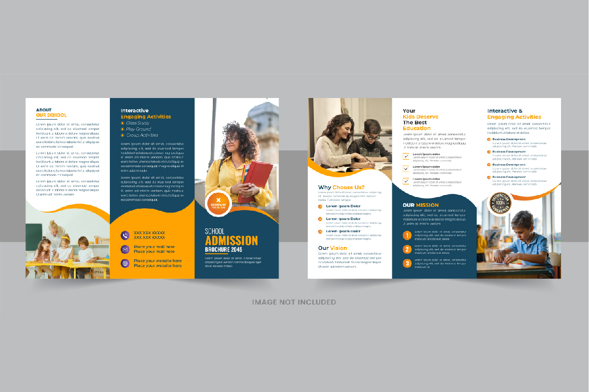 Modern Kids back to school admission or Education trifold brochure design template layout