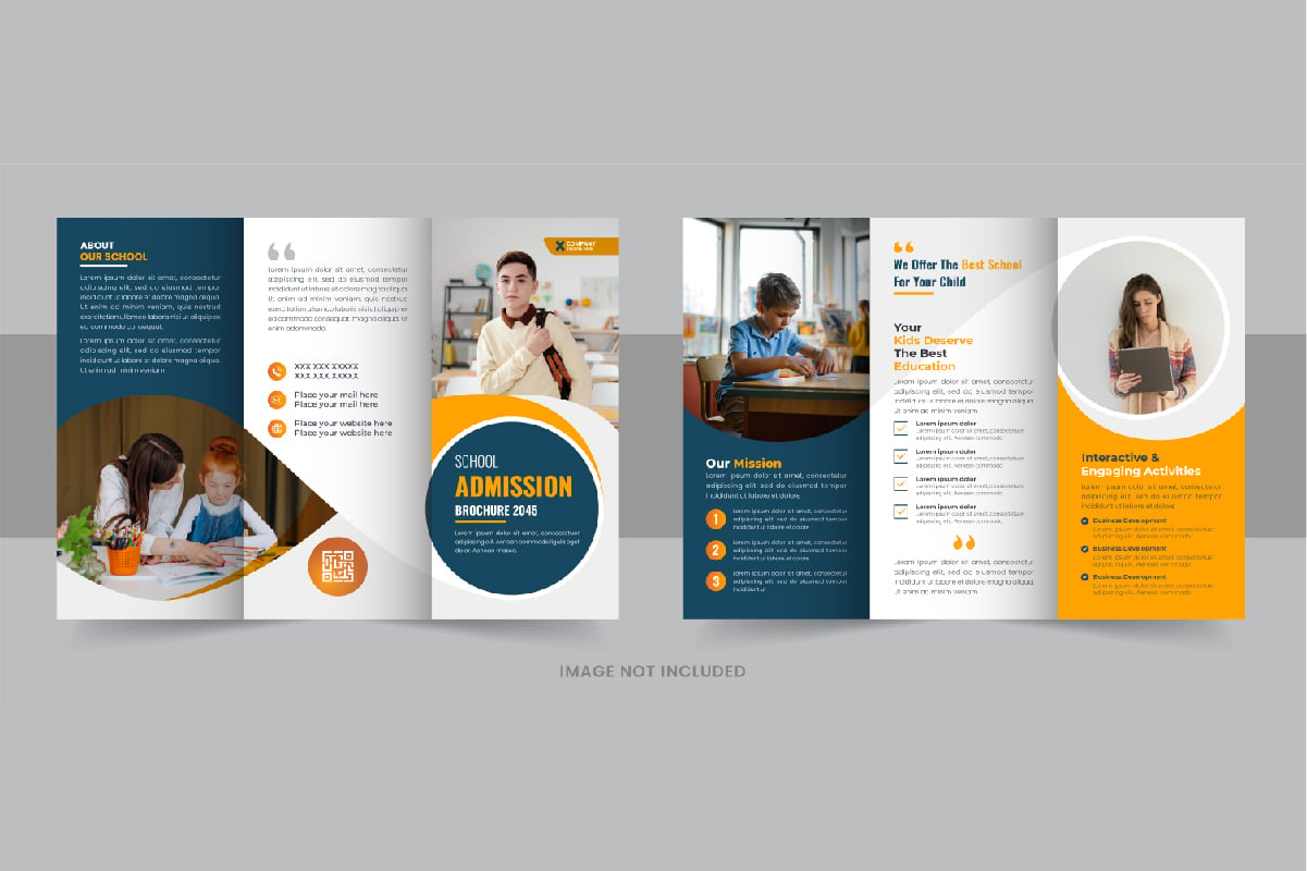 Modern Kids back to school admission or Education trifold brochure design template vector