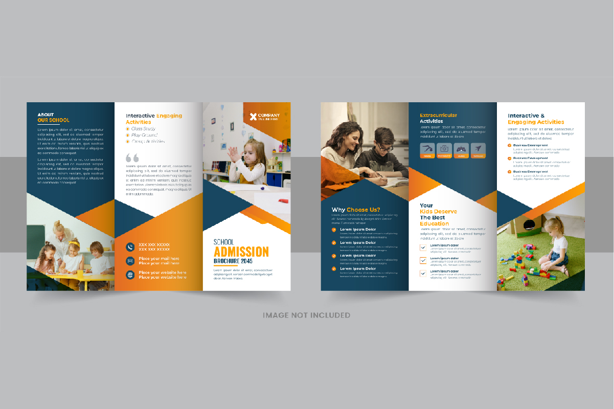 Modern Kids back to school admission or Education trifold brochure design template layout vector