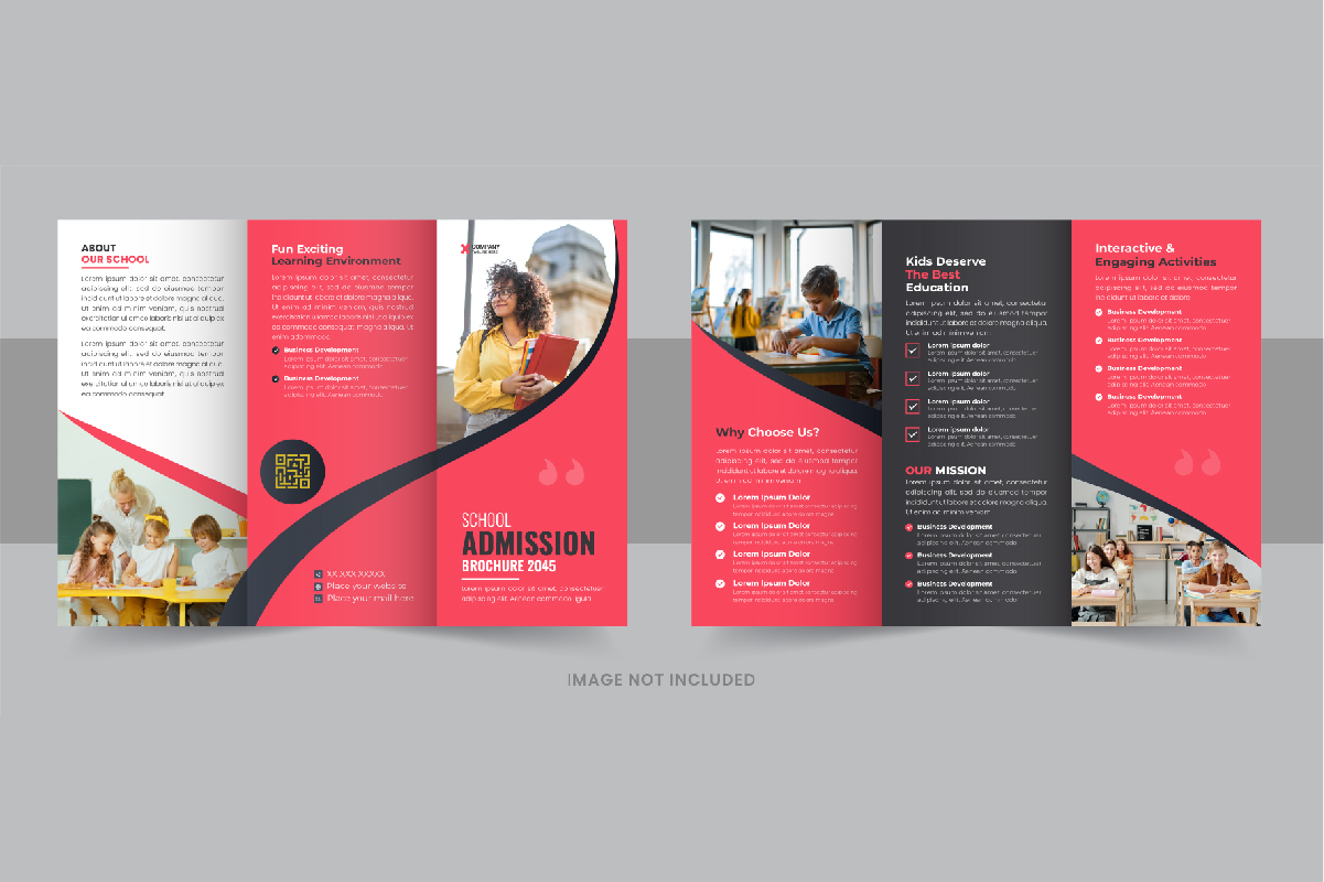 Kids back to school admission or Education trifold brochure design template vector