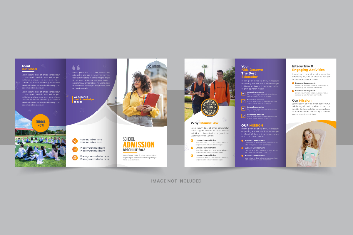 Creative Kids back to school admission or Education trifold brochure