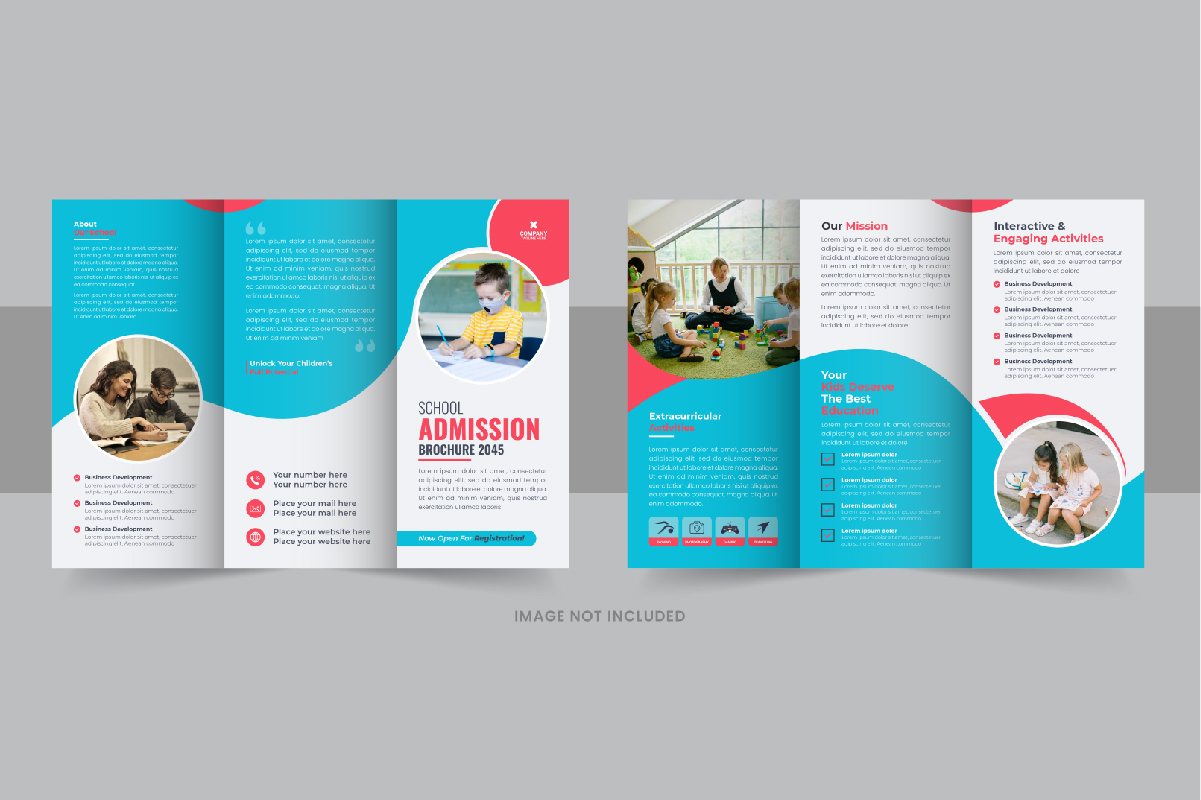 Creative Kids back to school admission or Education trifold brochure template