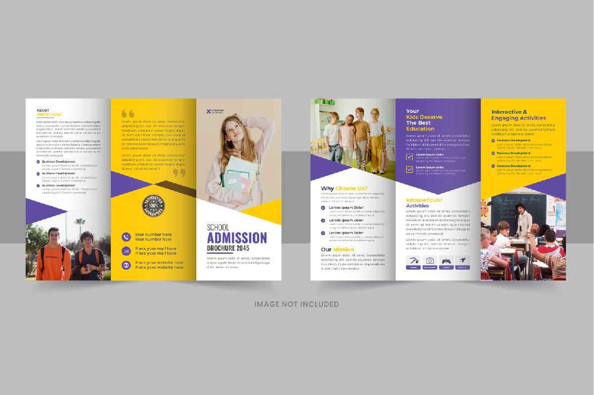 Creative Kids back to school admission or Education trifold brochure design template