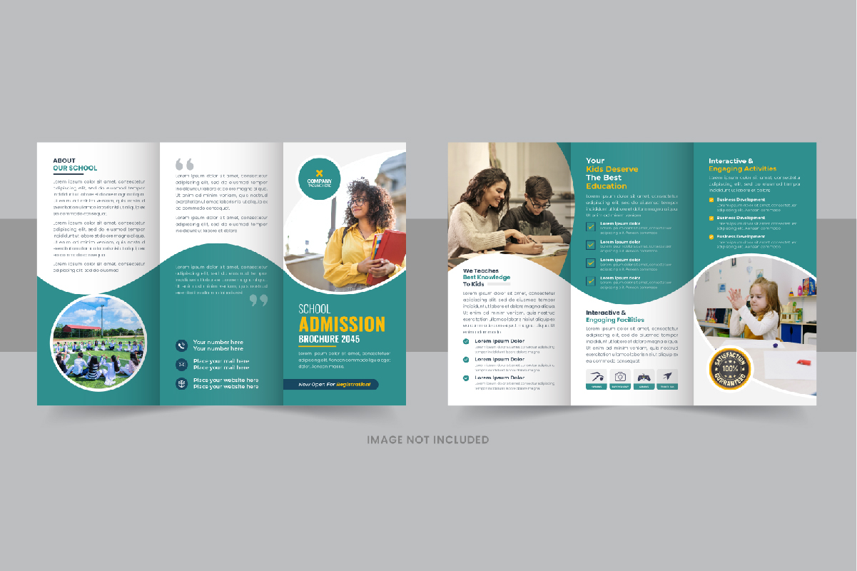 Creative Kids back to school admission or Education trifold brochure layout