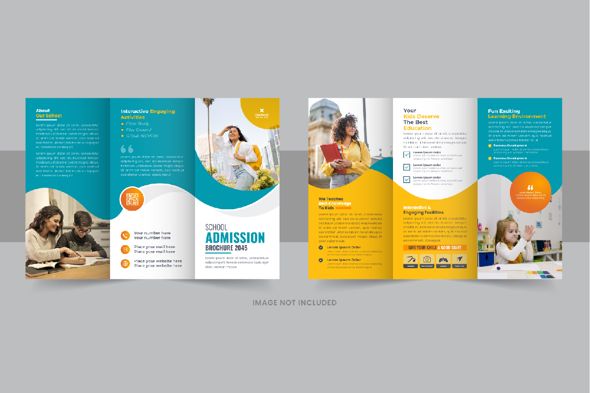 Creative Kids back to school admission or Education trifold brochure design template layout