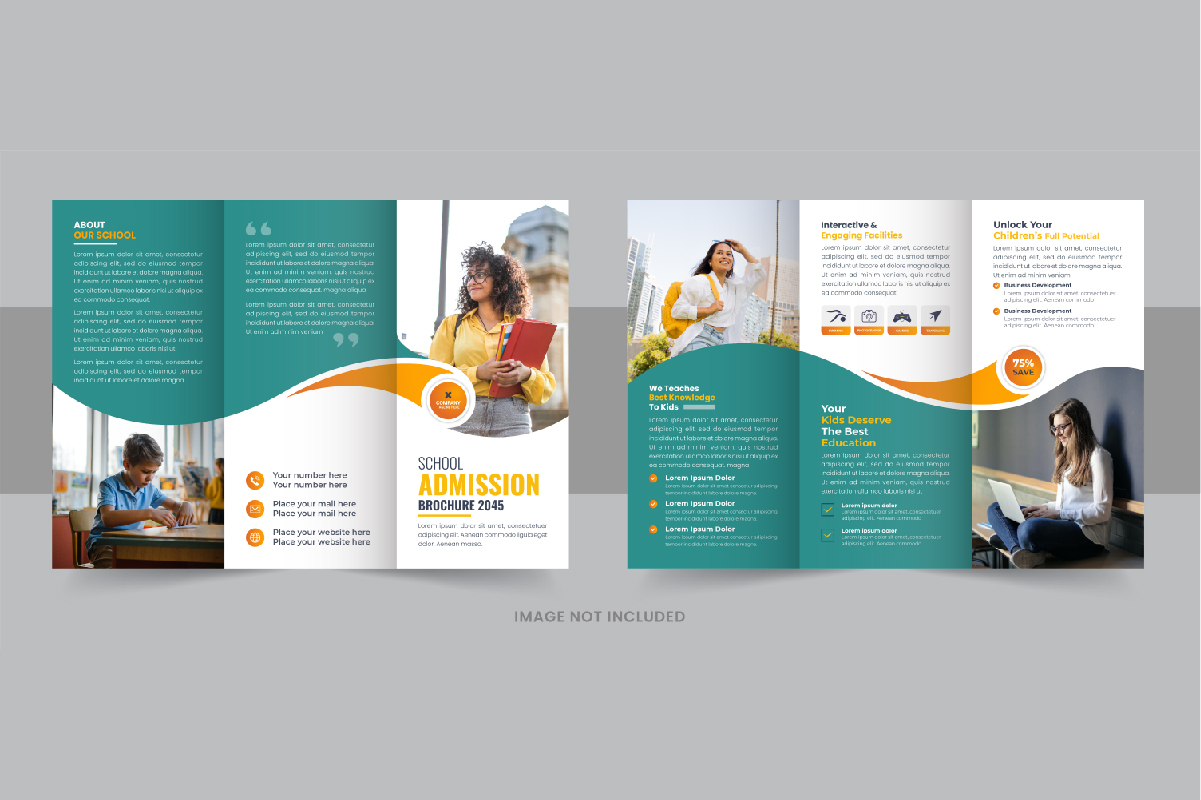 Kids back to school admission or Education trifold brochure design, Back To School Brochure Design