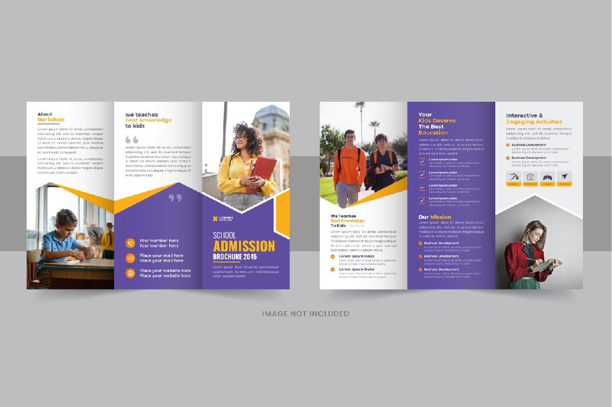 Kids back to school admission or Education trifold brochure template, Back To School Brochure Design