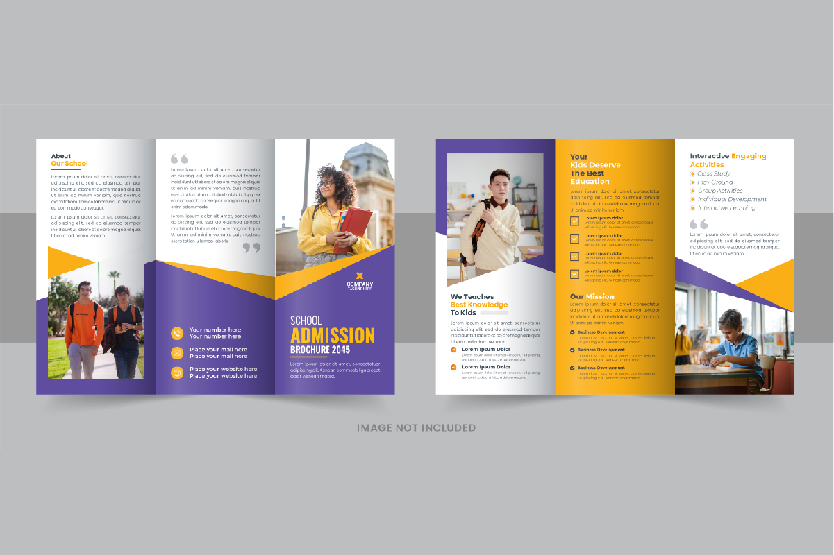 Kids back to school admission or Education trifold brochure design layout, School Brochure Design