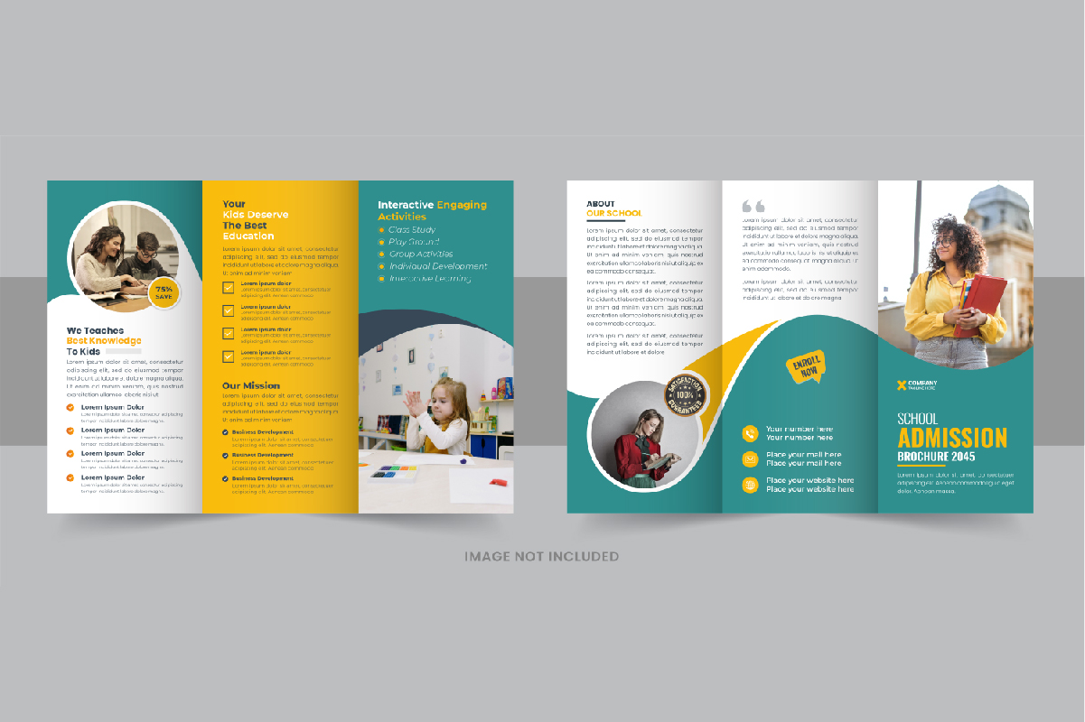 Kids back to school admission or Education trifold brochure layout, Back To School Brochure