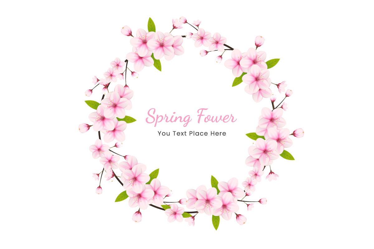 Spring Sakura branch background  Vector illustration. Pink Cherry blossom