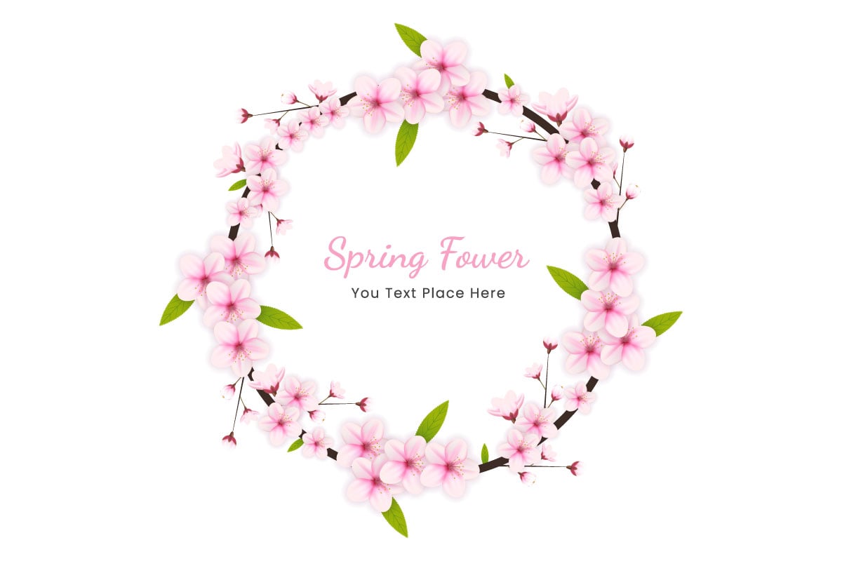 Spring Sakura branch background  Vector illustration. Cherry blossom on white  background