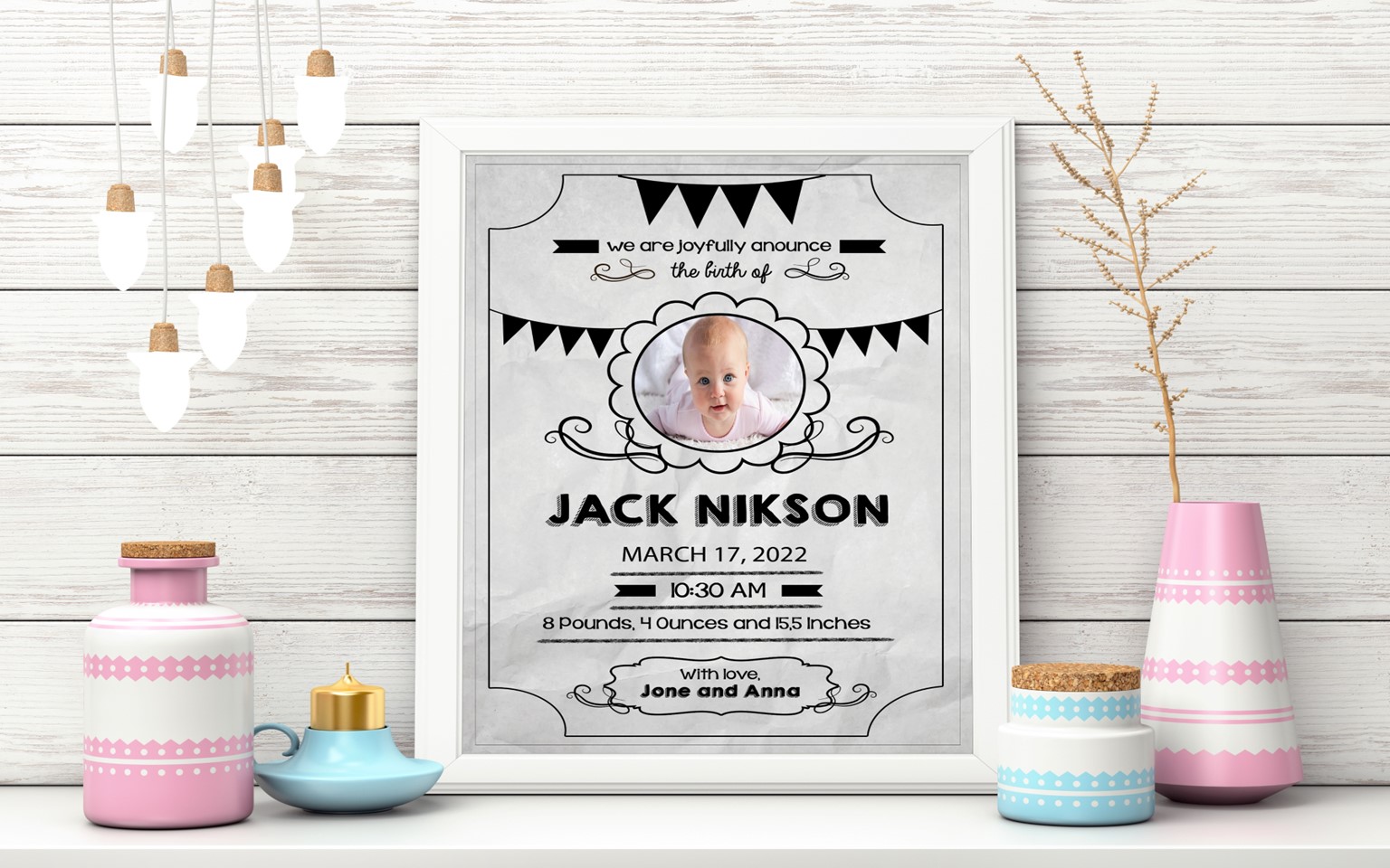 Baby birth Announcement | Baby Shower Invitation | Modern Baby birth Invite | Unisex Baby Shower