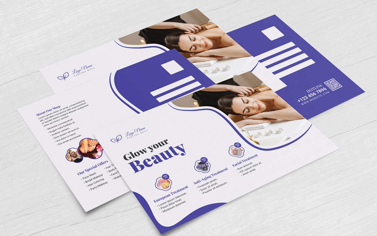 Spa Beauty Hair Salon Postcard Design Template