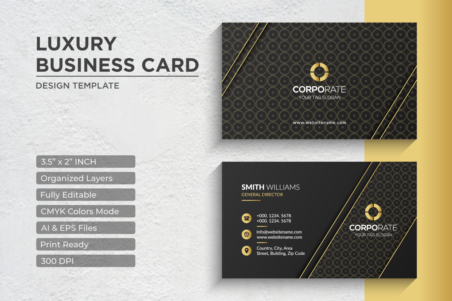 Luxury Golden Business Card Design - Corporate Identity Template V.067