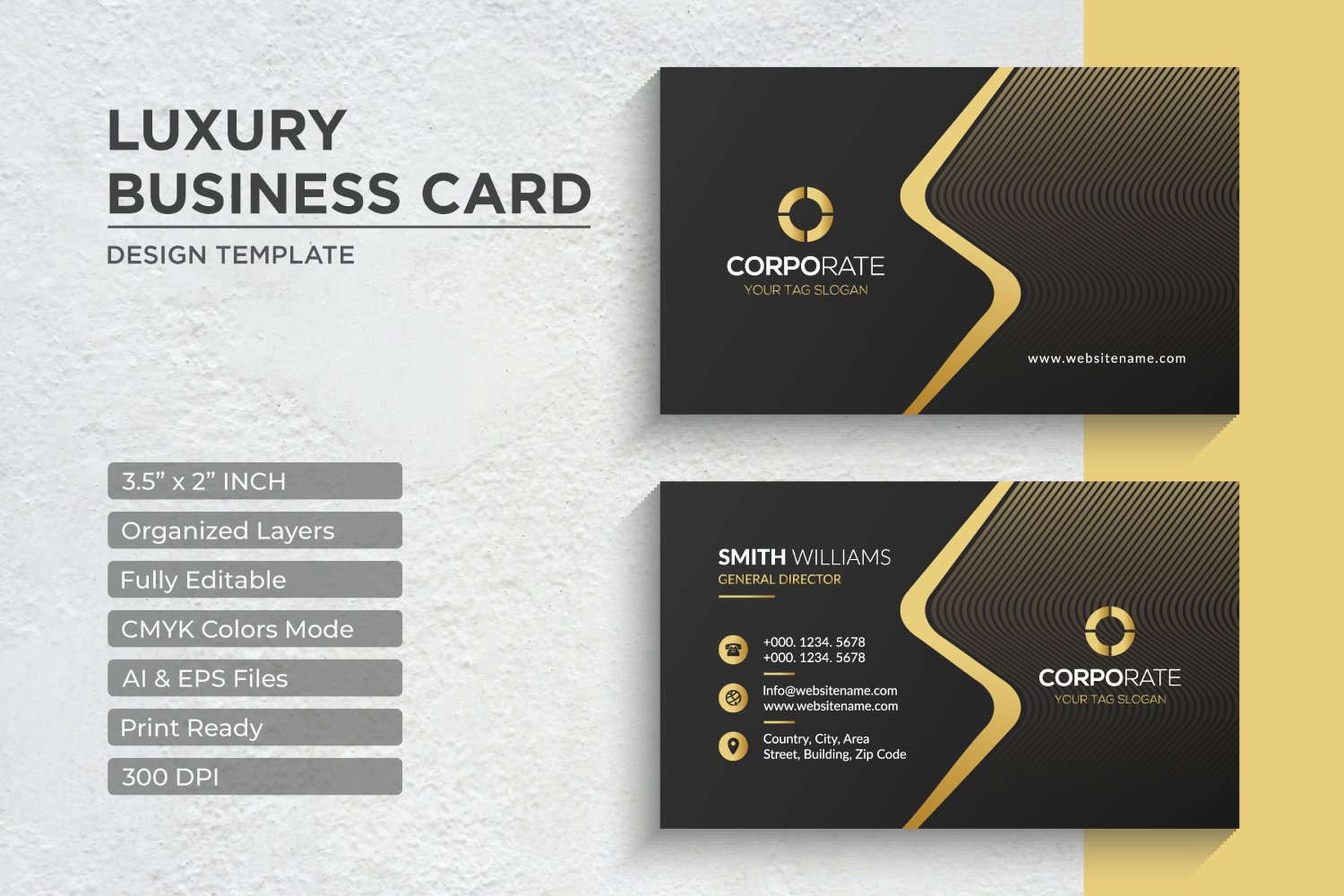 Luxury Golden Business Card Design - Corporate Identity Template V.066