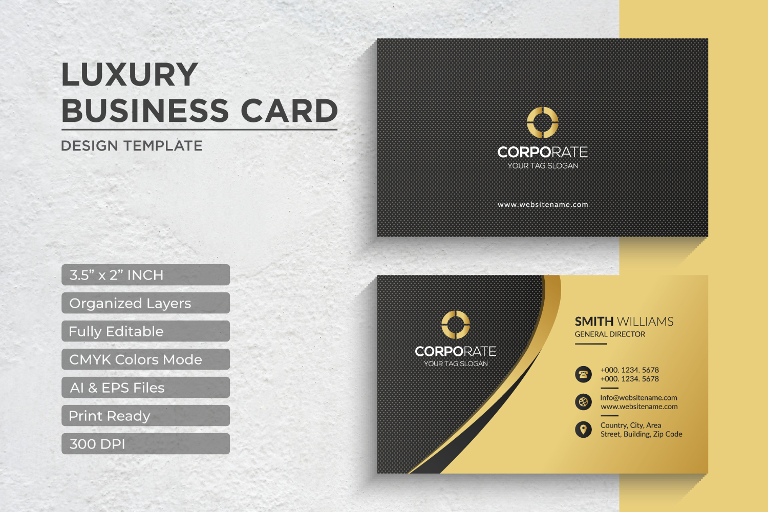 Luxury Golden Business Card Design - Corporate Identity Template V.065